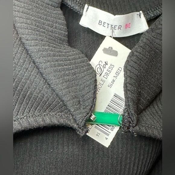 NWT Ladies Mini Stretchy Black Dress Size Medium with Hole Cutout By Chest Area - Picture 4 of 4